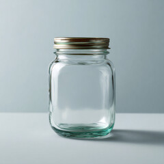 empty glass jar on the plain background