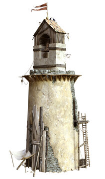 3D rendered old Caribbean house and structure - 3D illustration