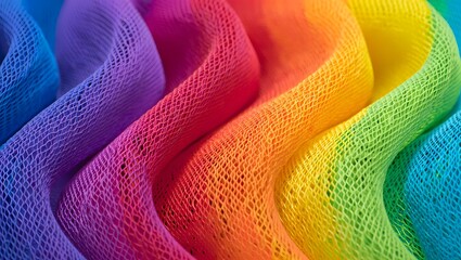 Rainbow mesh fabric texture background vibrant colors abstract design soft material