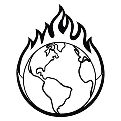 Solid color global warming fire vector design on white background