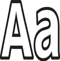 Bold Black Outline Letters 'A' and 'a' – Stylish Uppercase & Lowercase Alphabet Typography Vector