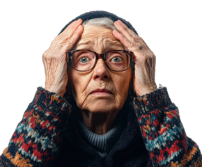 Elderly woman expressing distress portrait emotional environment