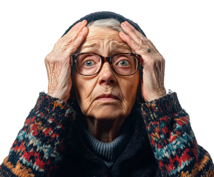 Elderly woman expressing distress portrait emotional environment