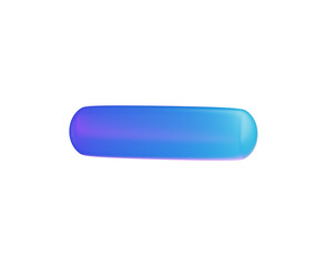 3D Glossy blue minus symbol with a modern, sleek and minimalistic design. 3d illustration