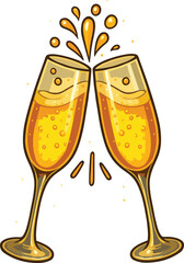 Celebration Toast with Clinking Champagne Glasses