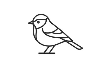 Stylized illustration of a small bird perched gracefully, showcasing intricate linework in a minimalist design
