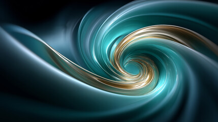 Abstrakte Wirbel in türkisen und goldenen Farben mit eleganter Spiralbewegung