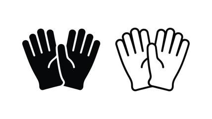 Obraz premium Vector art of a pair of protective gloves in black and white isolated on white background