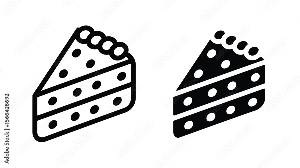 Poster vector art of two cake slice icons are displayed isolated on white background