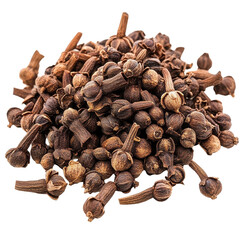 Fototapeta premium Pile of dried cloves isolated on a Transparent background for cooking and baking purposes, Pile cloves isolated on PNG background