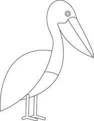 Bird linework illustration with strong contours, great for printable activities, worksheets, and decorative elements.