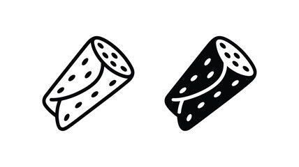Vector art of two burrito wrap icons are displayed isolated on white background