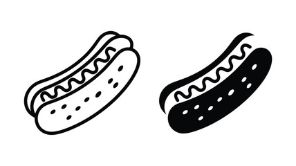 Vector art of a hotdog icon with dots is shown isolated on white background