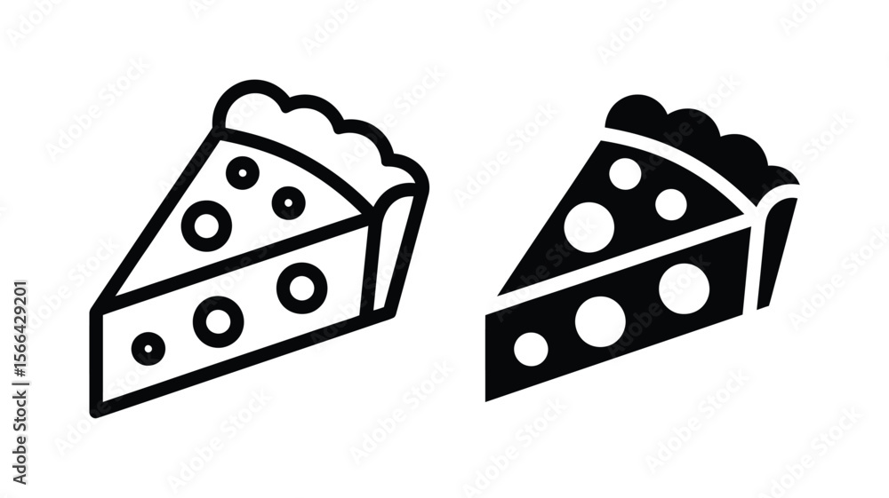 Poster vector art of a slice of pie is depicted in a minimalist vector illustration isolated on white backg