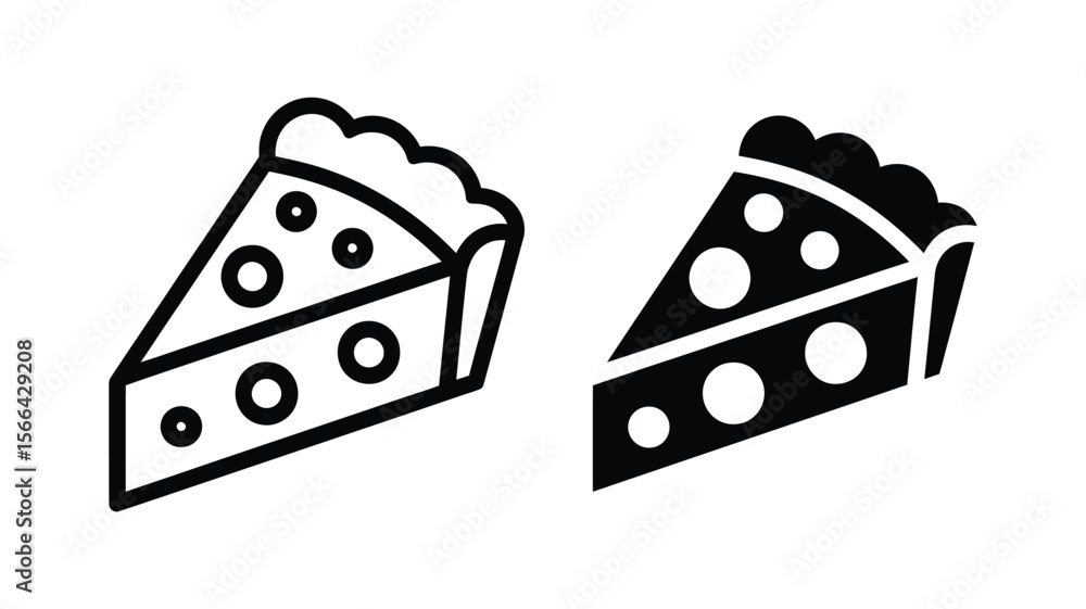 Poster vector art of a slice of pie is depicted in a minimalist vector illustration isolated on white backg