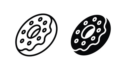 Vector art of a frosted donut is depicted in a minimalist vector illustration isolated on white background
