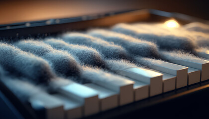 Creative harmony of texture and sound on a piano keyboard