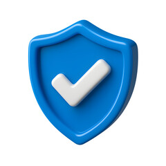 Secure 3D Data Protection Shield With Check Mark Transparent Background