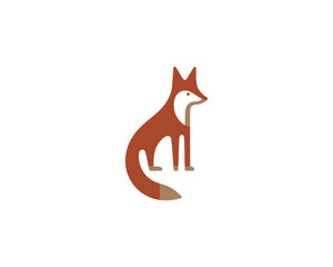 Obraz premium Stylized geometric fox illustration sitting peacefully on a white background