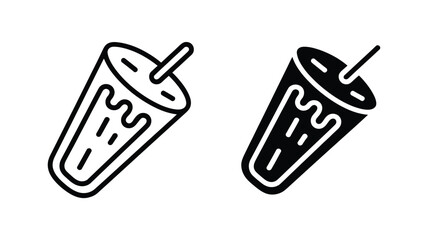 Vector art of a refreshing drink with a straw is shown isolated on white background