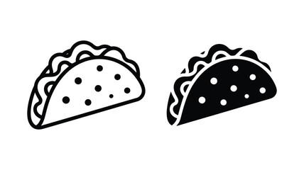 Vector art of two taco icons are presented isolated on white background