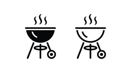Vector art of two barbecue grill icons are isolated on white background