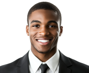 Professional smiling young man in business suit portrait confident expression