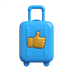 Obraz premium Luggage 3D with Thumbs Up Icon Transparent Background