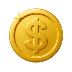 Golden 3D Coin with Dollar Symbol Illustration Transparent Background