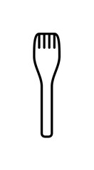Simple line drawing of a single, utensil-like object resembling a small, flat-topped fork or spatula.