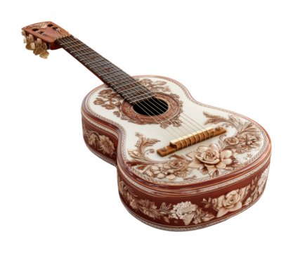 Artistic guitar design music instrument showcase creative environment