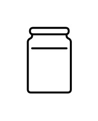 Simple black and white illustration of a jar containing liquid, isolated.