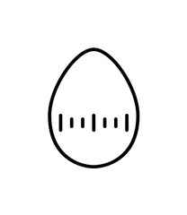 Simple line drawing of an egg shape with vertical lines inside, resembling a timer or scale.