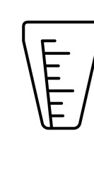 A simple line drawing of a graduated beaker or measuring cup.