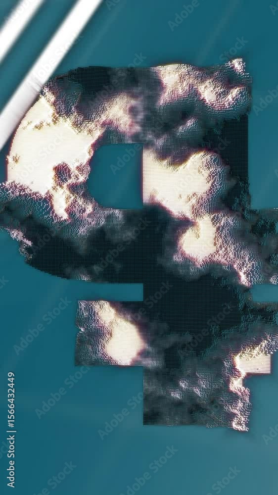 Poster animation of ruble icon over globe and data processing