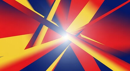 Abstract Red, Yellow, and Blue Geometric Explosion Background