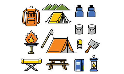 Colorful Camping Adventure Illustration