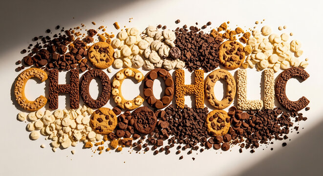 Creative "Chocoholic" Typography Made of Chocolate, Cookies, and Chips for World Chocolate Day