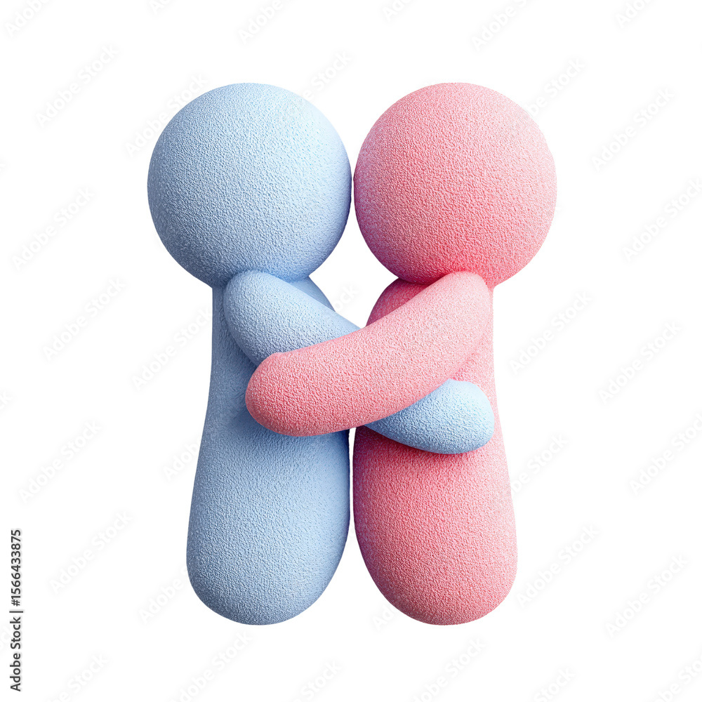 Poster colorful abstract figures embracing with texture and soft shapes