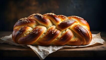 Delicious challah bread recipe homemade braided loaf with sesame seeds for shabbat
