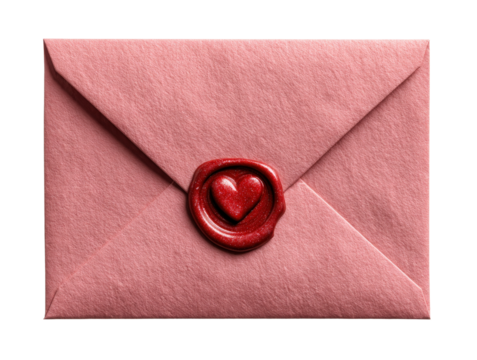 Elegant Pink Envelope with Heart Wax Seal on Soft Background