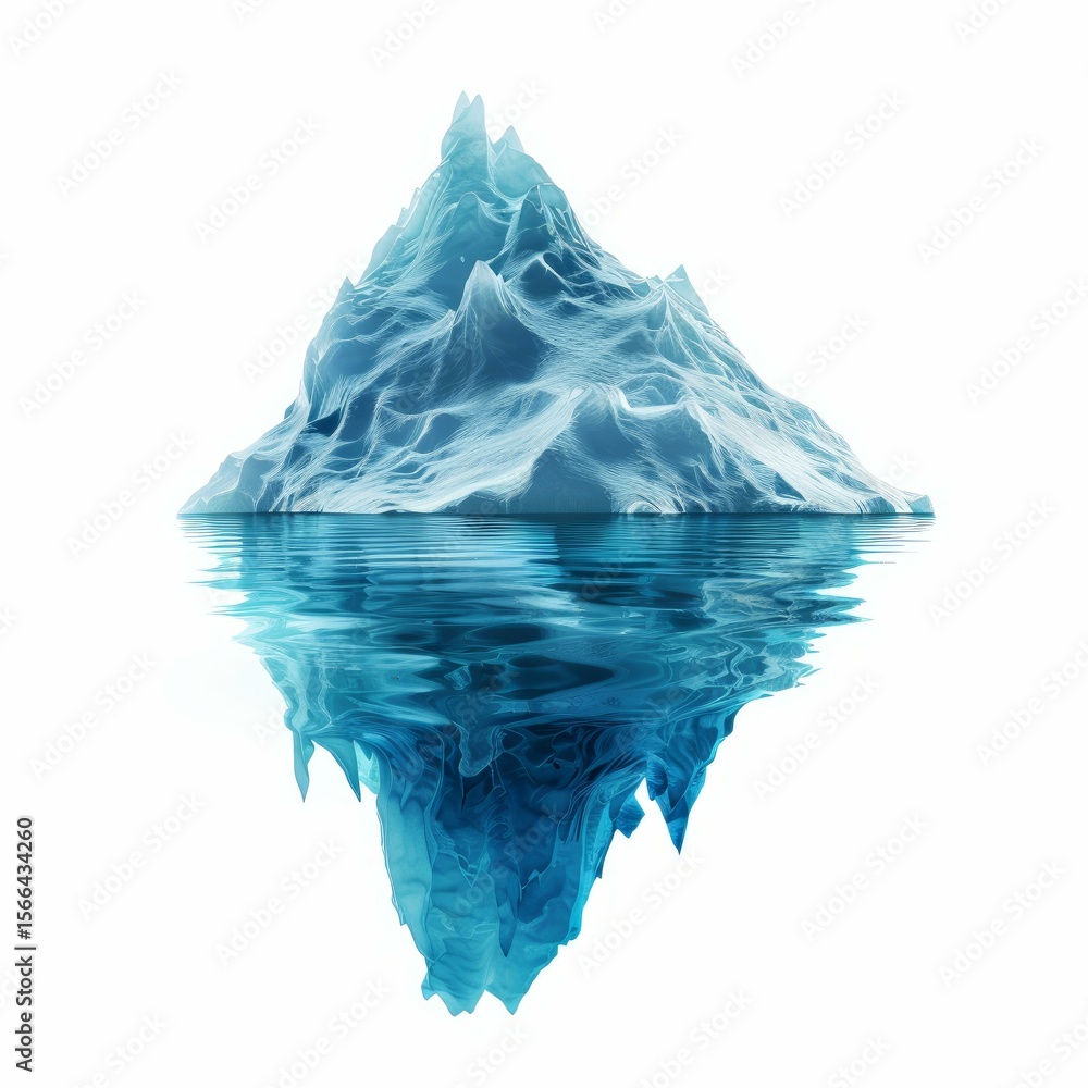 Poster iceberg floating in the water with the tip of the iceberg showing its reflection