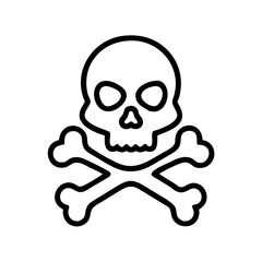 Skull and Crossbones Symbol Vector Illustration of a Classic Danger Sign, Warning Icon, Pirate Jolly Roger, Death, Mortality Graphic Design Element