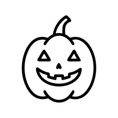 Happy Halloween Pumpkin Smiling Jack-o'-Lantern Line Art Illustration