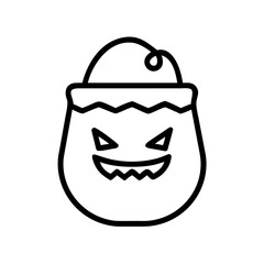Spooky Halloween Treat Bag Line Art Icon Perfect for Festive Designs and Decorations