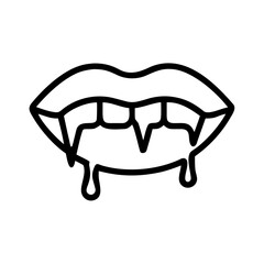 Gothic Vampire Fangs Dripping Blood Halloween Illustration Graphic