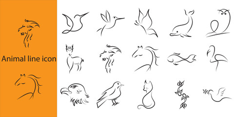 Animal line icon sheet
