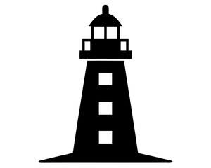 Black and white lighthouse silhouette vector. lighthouse tower silhouette,lighthouse tower icon vector design