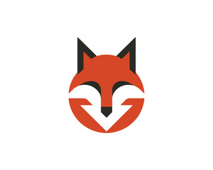 Stylized geometric fox face logo design with orange and black elements