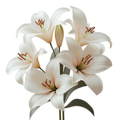 Transparent background realistic white lily flower bud isolated PNG